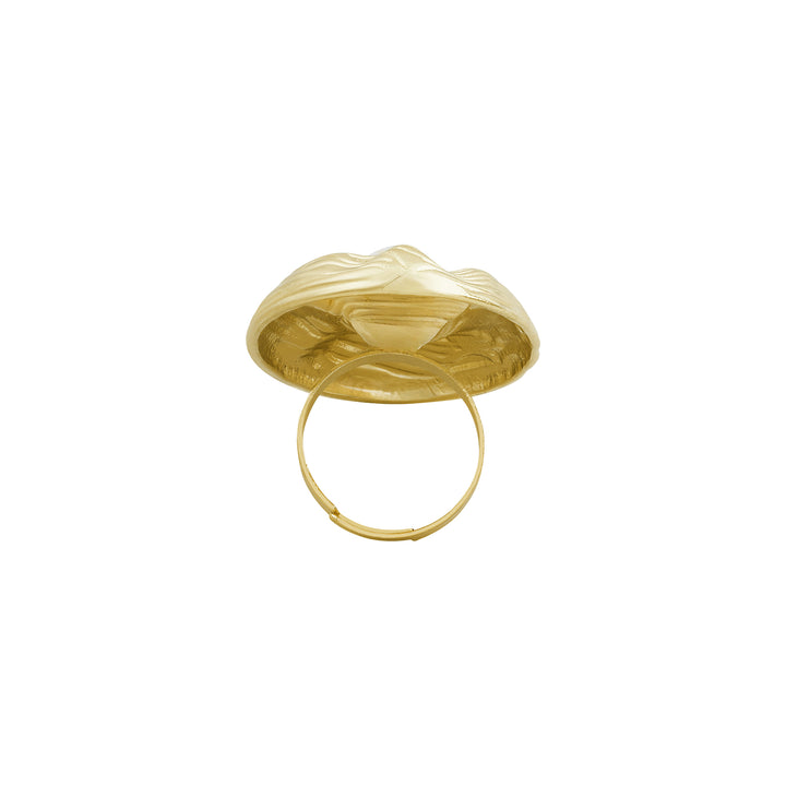 The Midas Touch Molten Pearl Statement Gold Ring