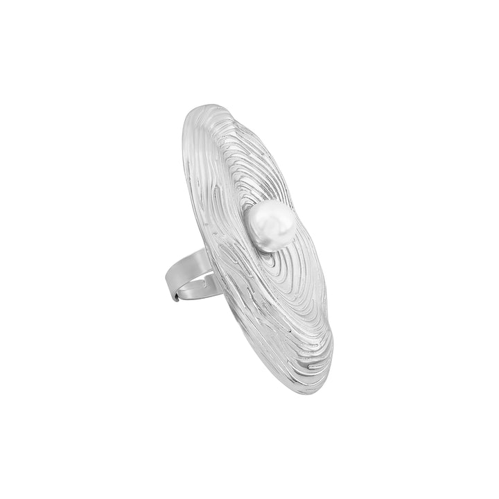 The Midas Touch Molten Pearl Statement Silver Ring