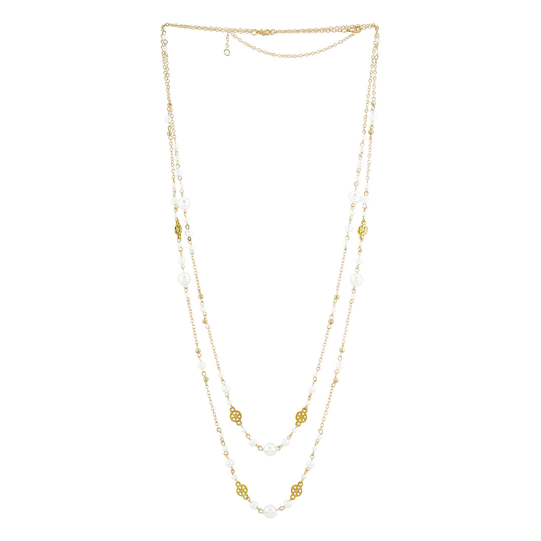 Pearlora Layered Molten Pearl Gold Necklace