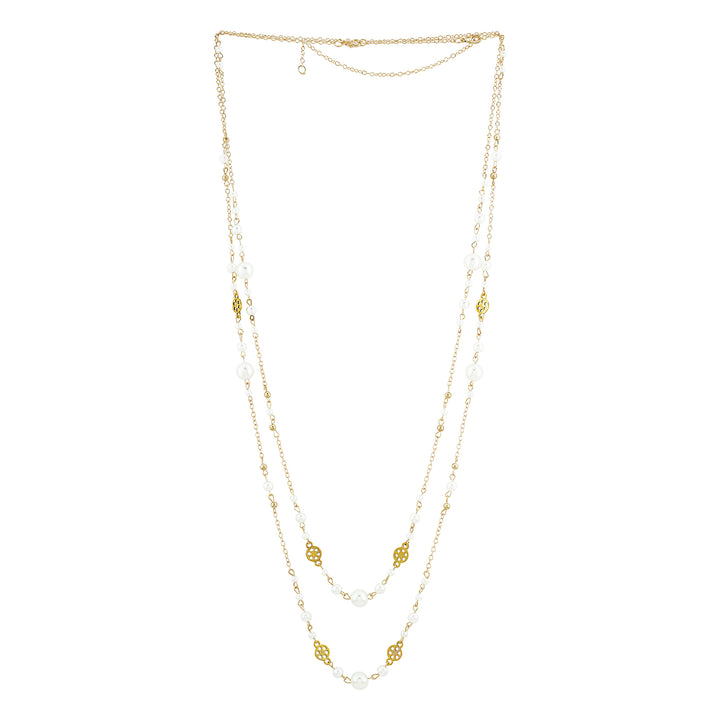 Pearlora Layered Molten Pearl Gold Necklace