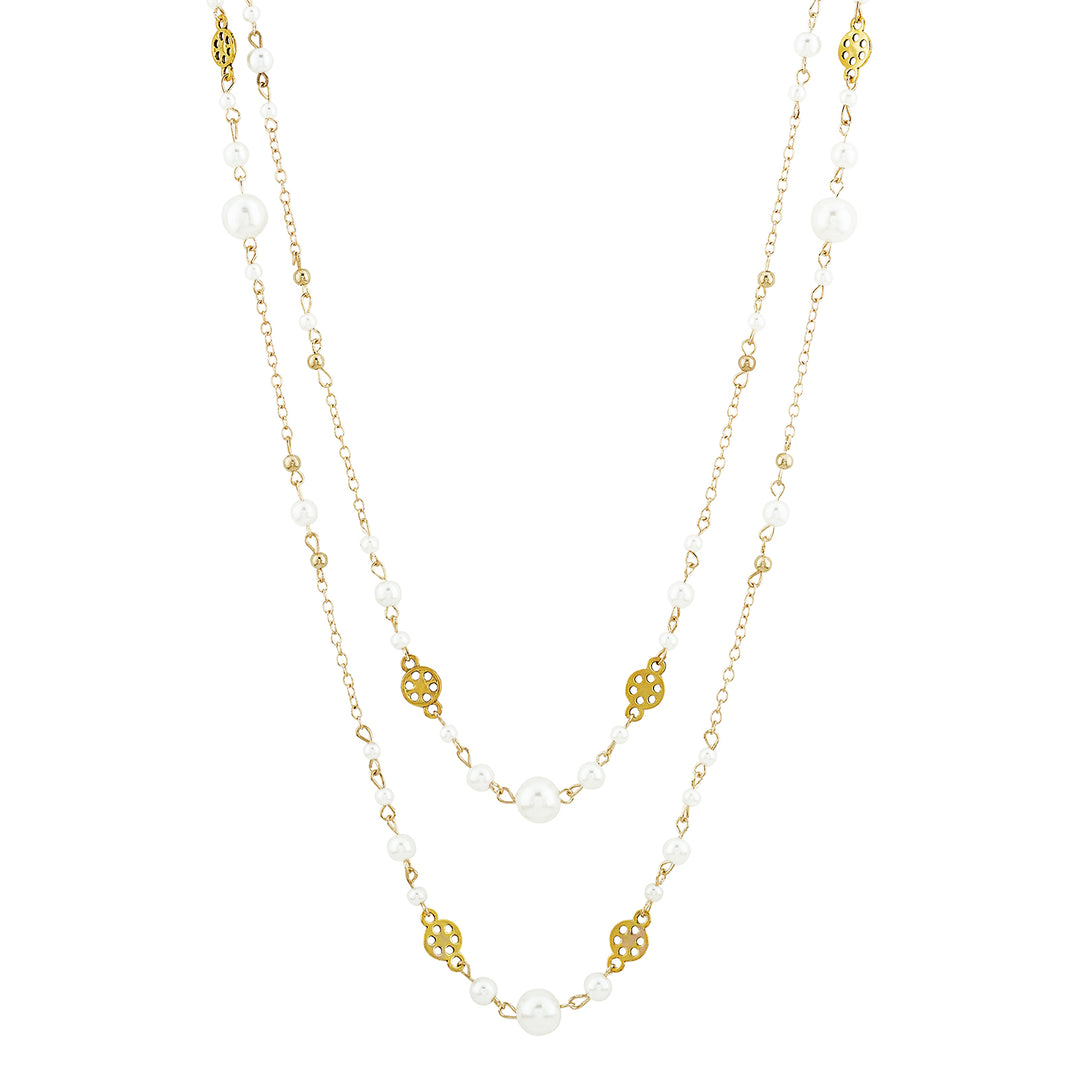 Pearlora Layered Molten Pearl Gold Necklace