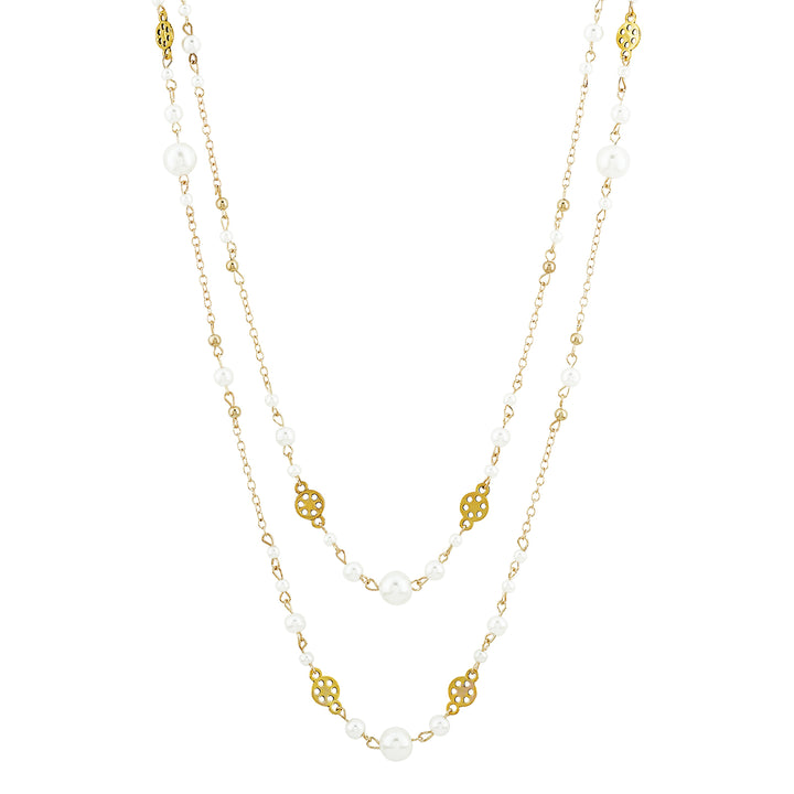 Pearlora Layered Molten Pearl Gold Necklace