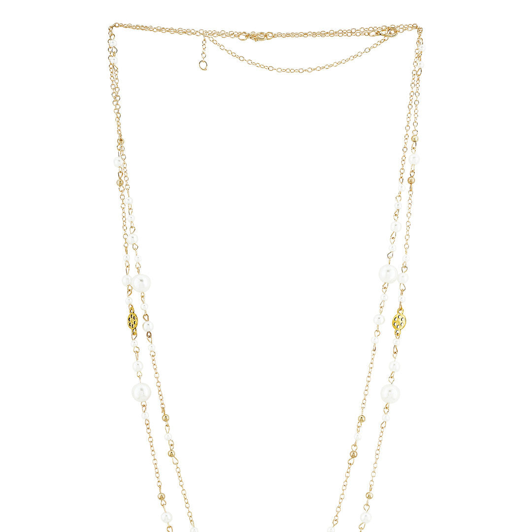 Pearlora Layered Molten Pearl Gold Necklace