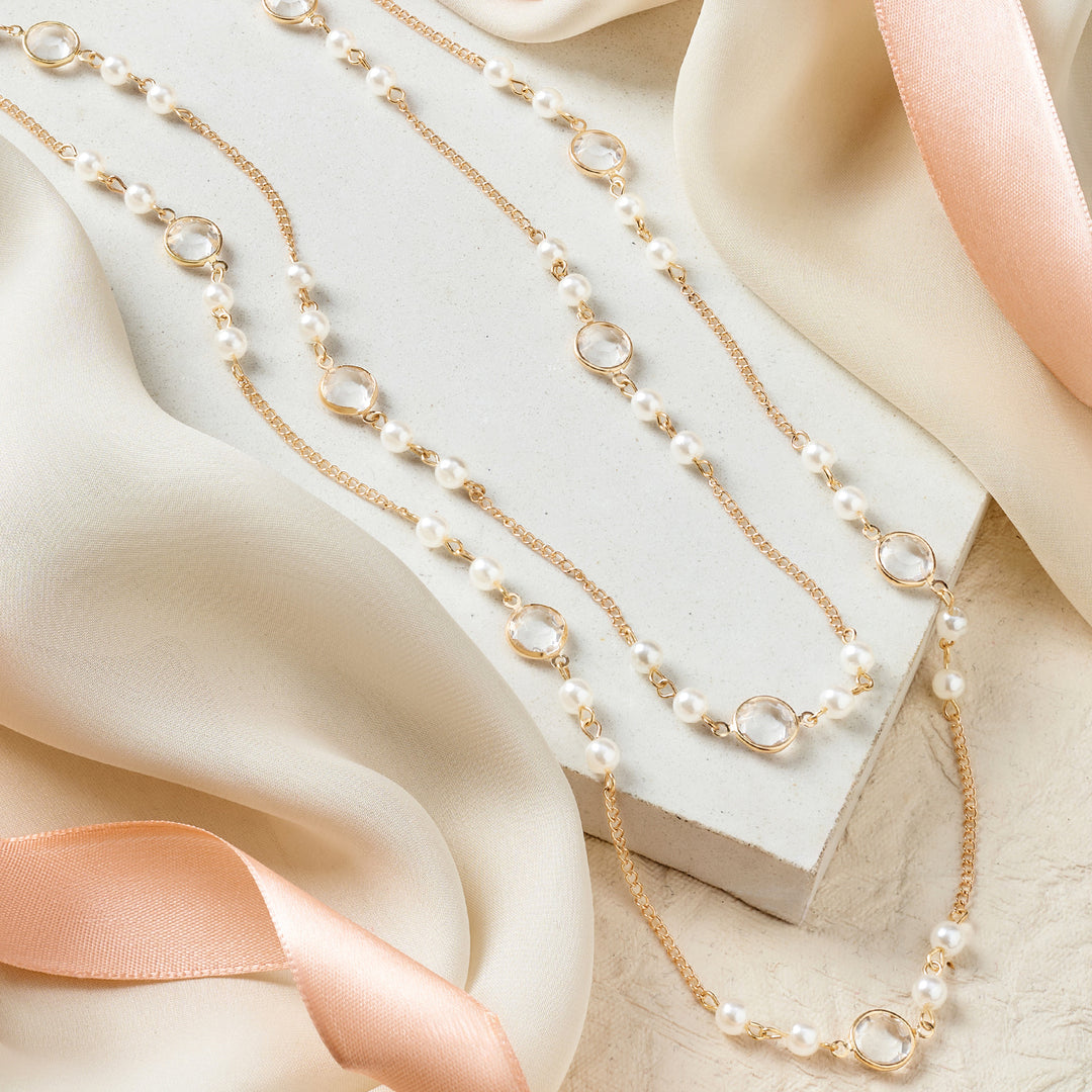 Akari Layered Molten Pearl Gold Necklace