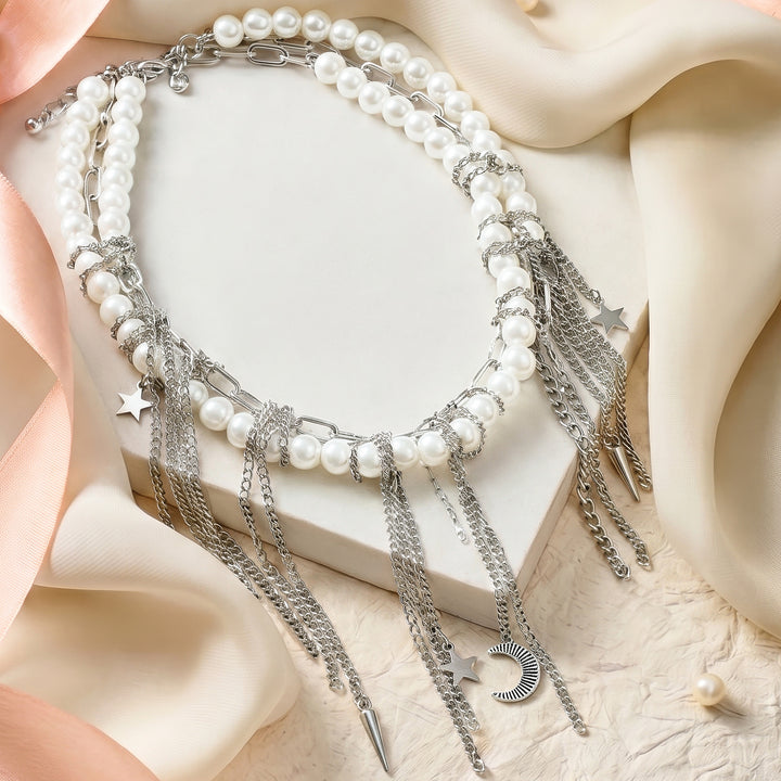 Pearlienne Silver Molten Pearl Necklace