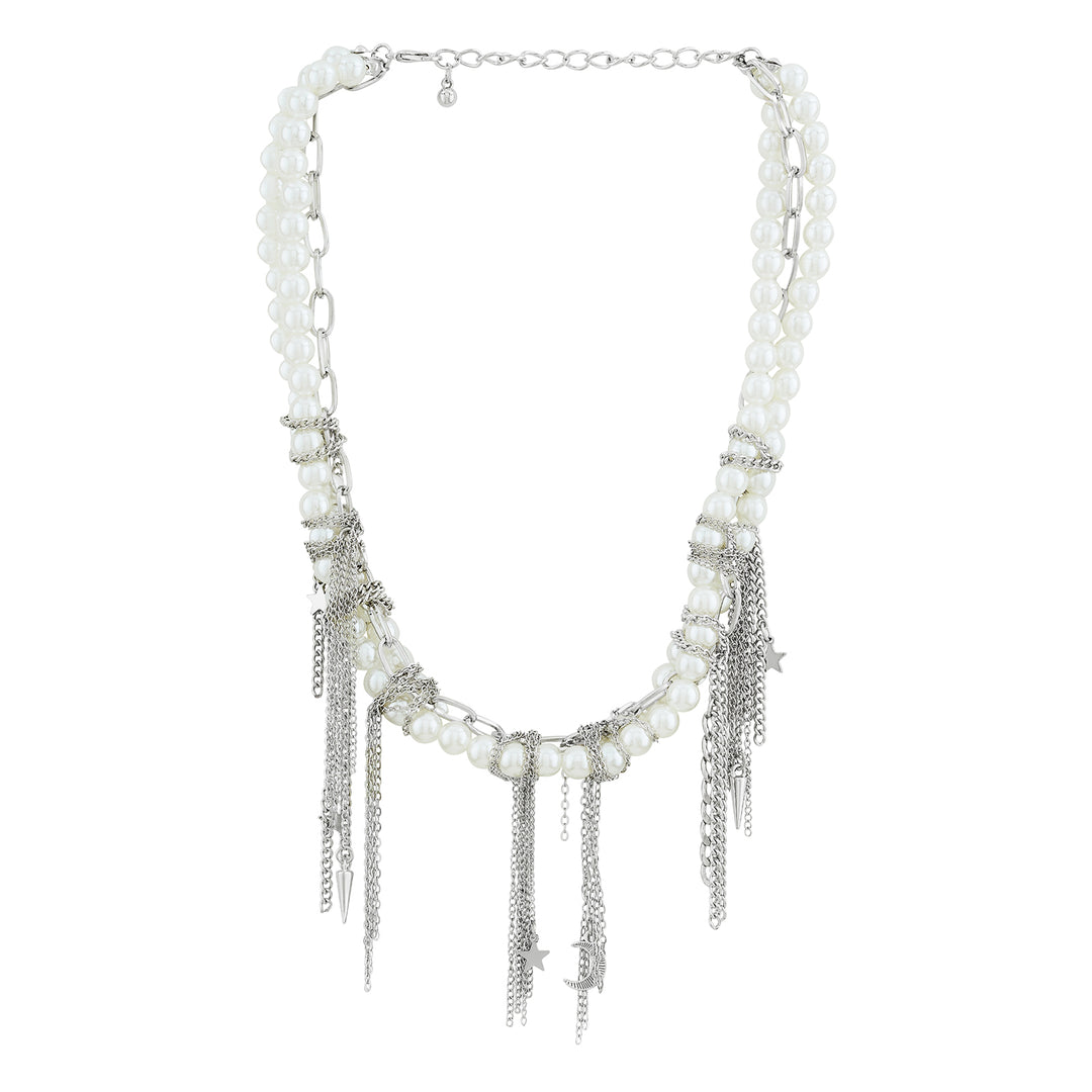 Pearlienne Silver Molten Pearl Necklace