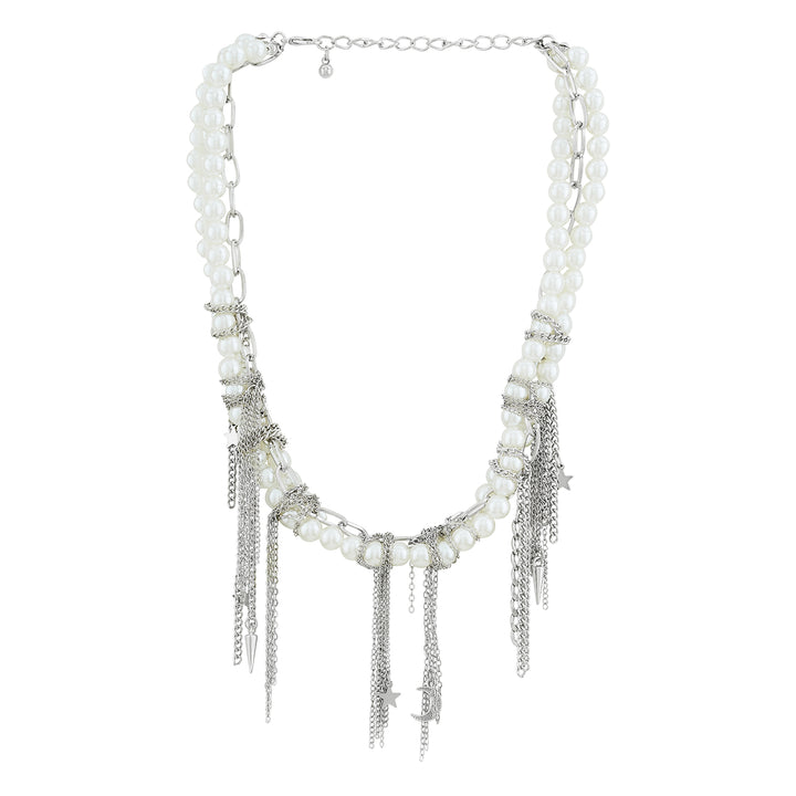 Pearlienne Silver Molten Pearl Necklace