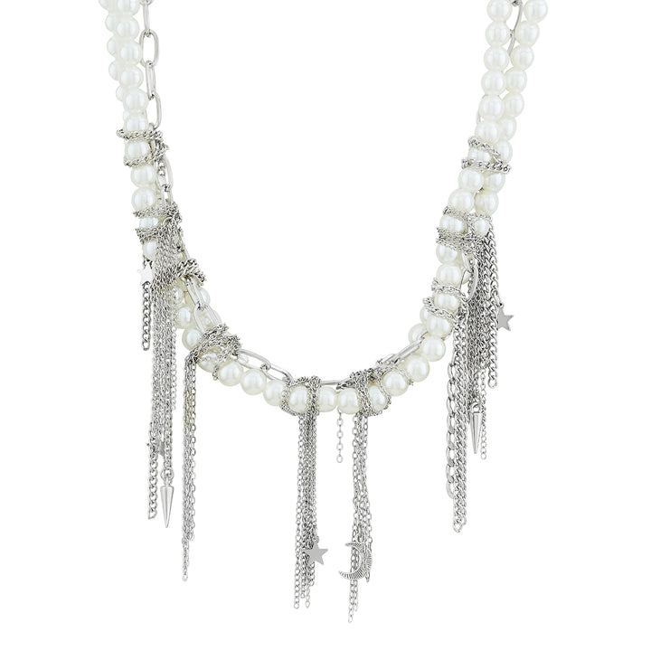 Pearlienne Silver Molten Pearl Necklace
