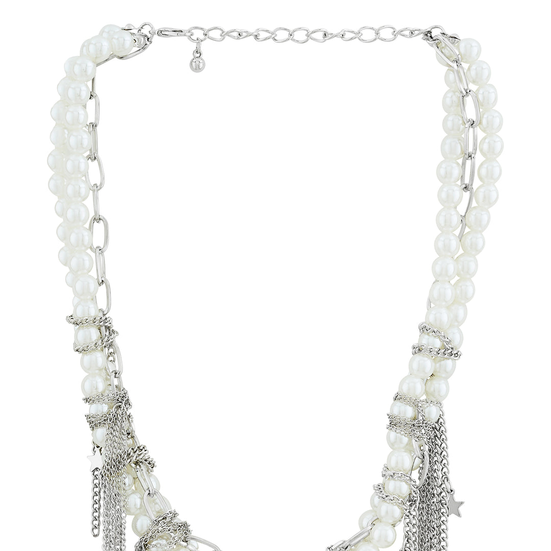 Pearlienne Silver Molten Pearl Necklace