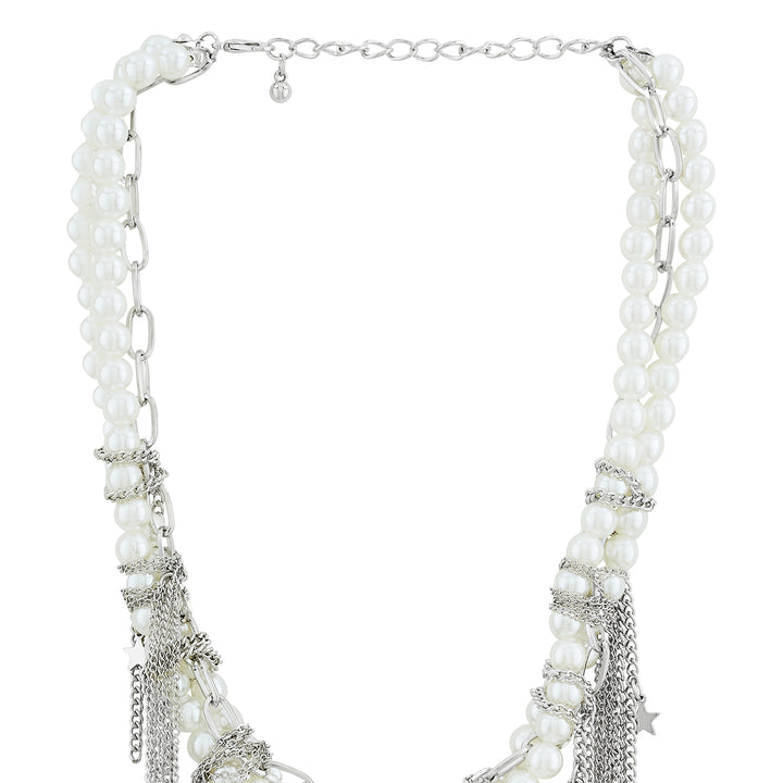 Pearlienne Silver Molten Pearl Necklace