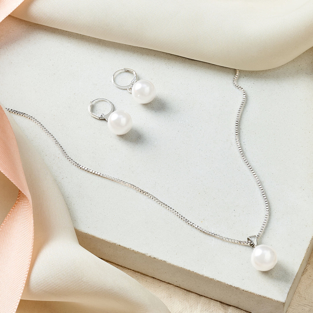 Artemis Molten Pearl Silver Jewelry Set