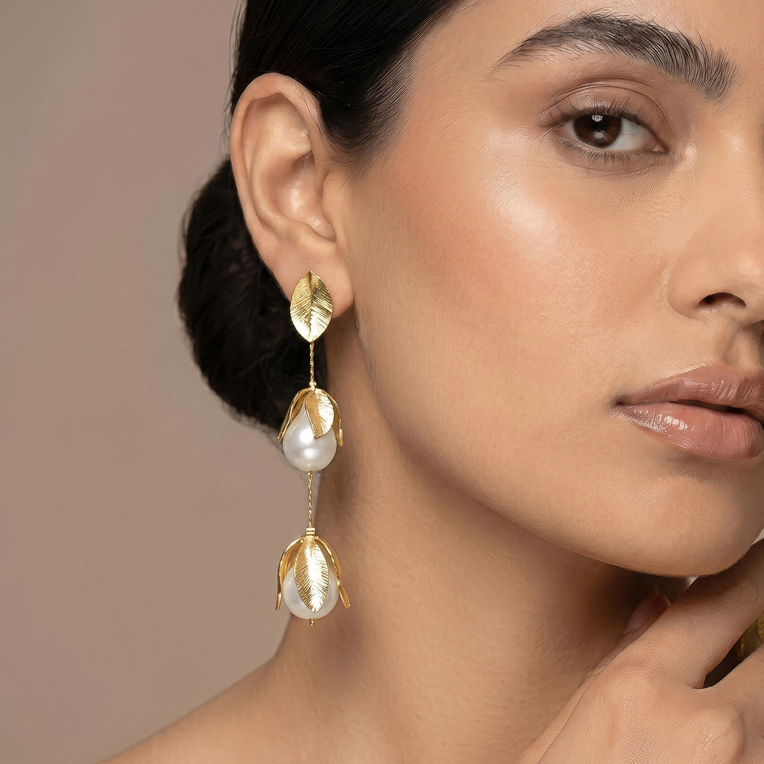 Pearlii Cascade Molten Pearl Drop Earrings