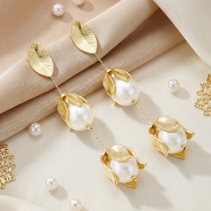 Pearlii Cascade Molten Pearl Drop Earrings