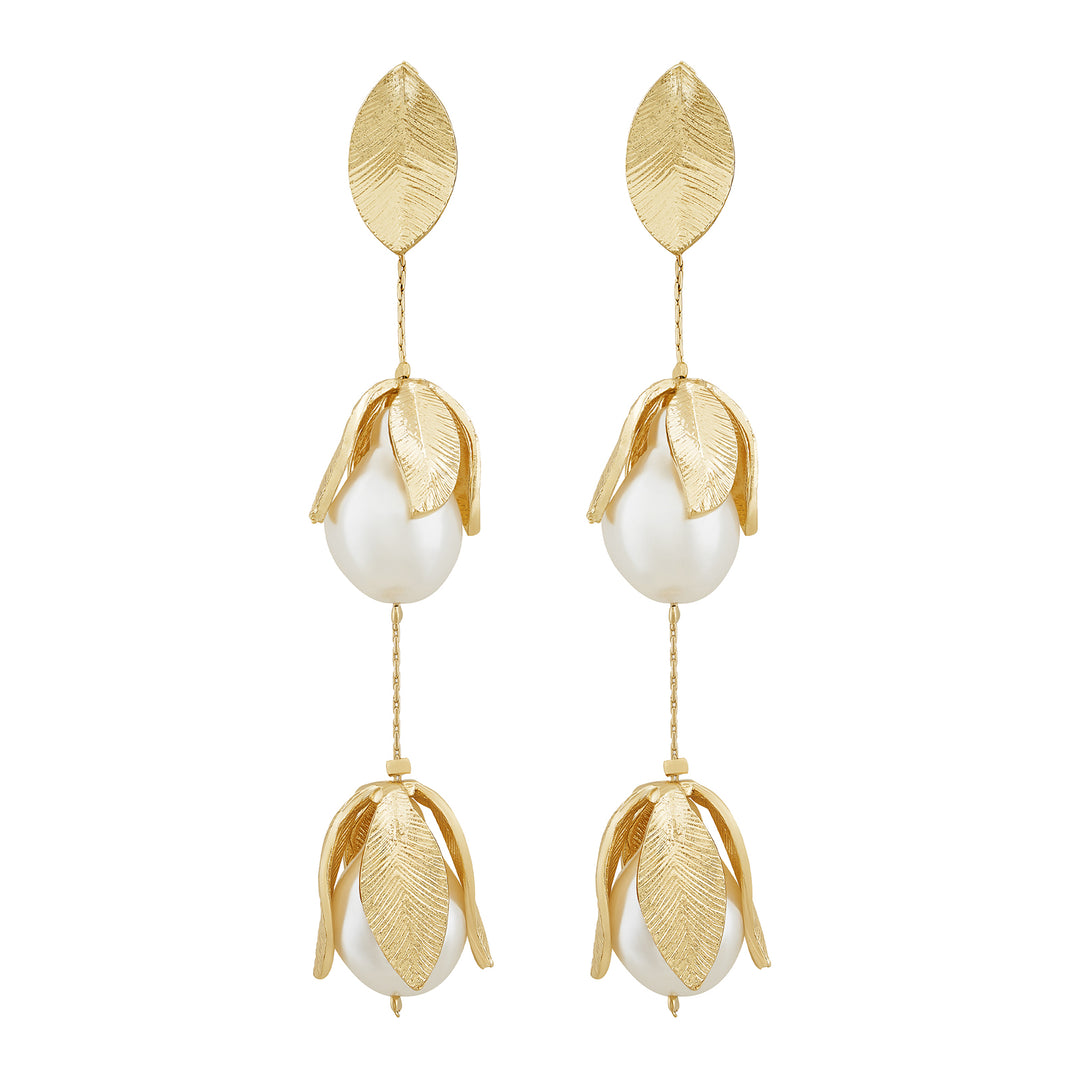 Pearlii Cascade Molten Pearl Drop Earrings