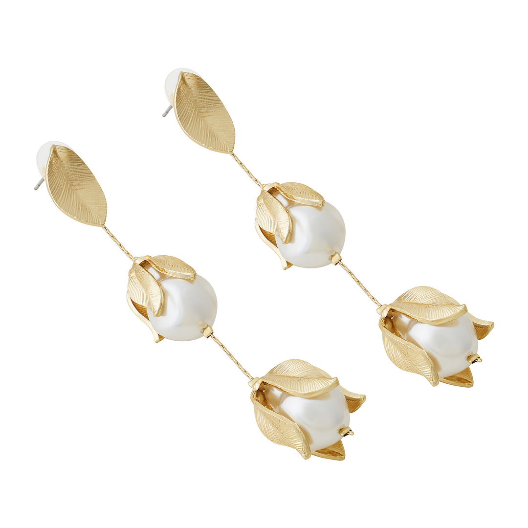 Pearlii Cascade Molten Pearl Drop Earrings
