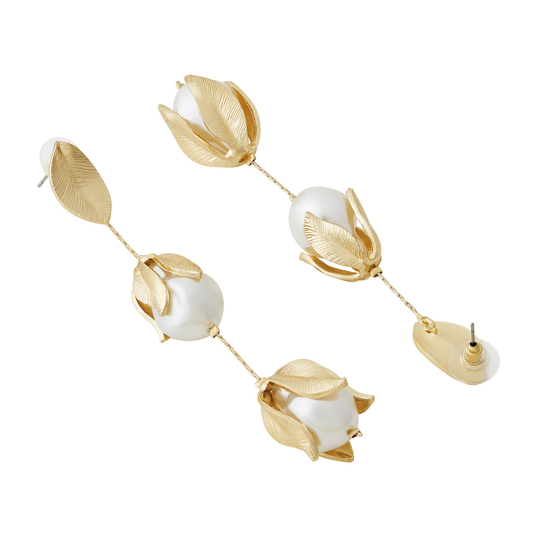 Pearlii Cascade Molten Pearl Drop Earrings