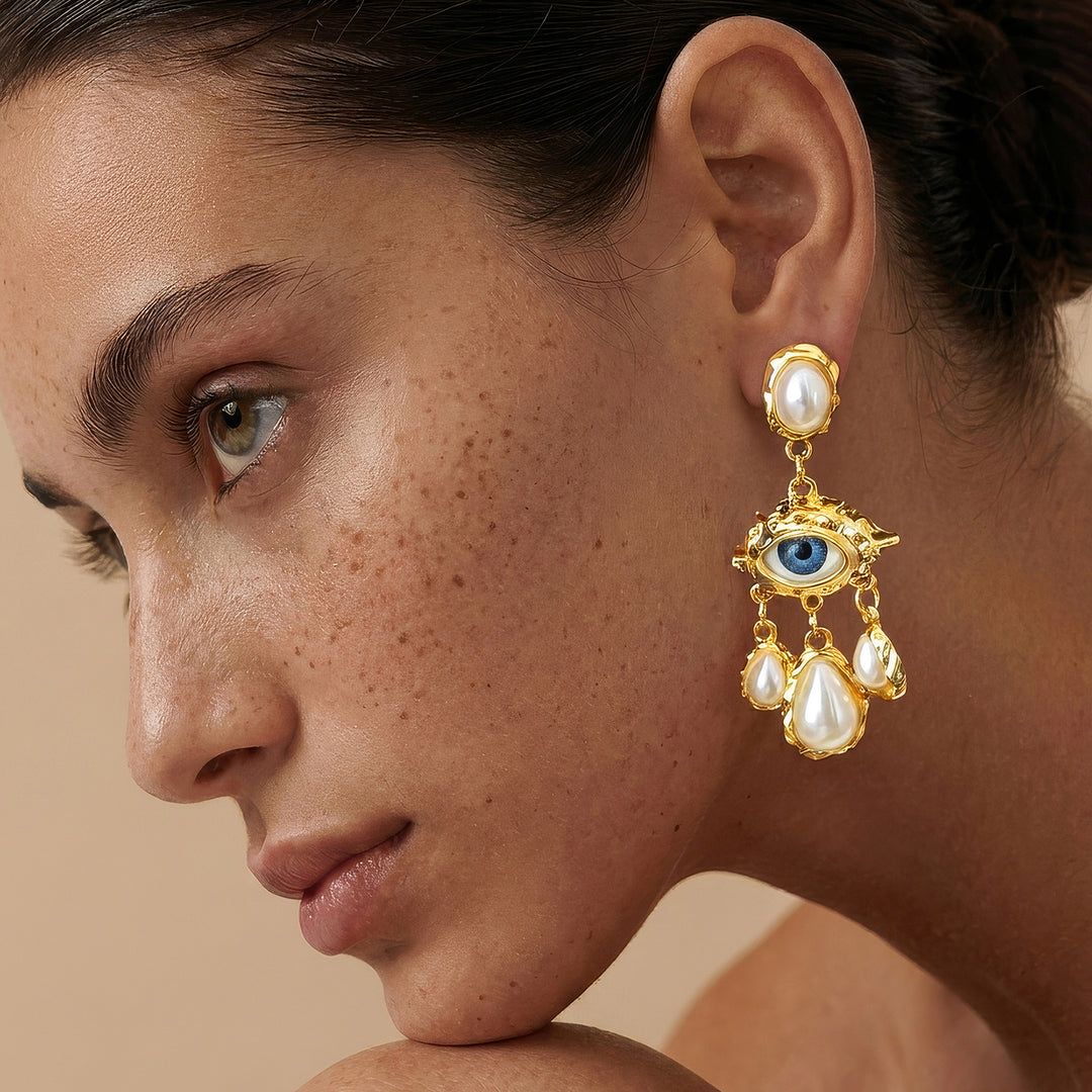 Azmira Gold Evil Eye Earrings