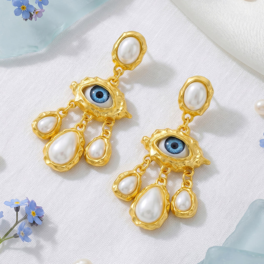 Azmira Gold Evil Eye Earrings