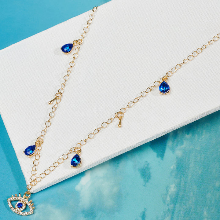 Indigo-Drop Evil Eye Necklace