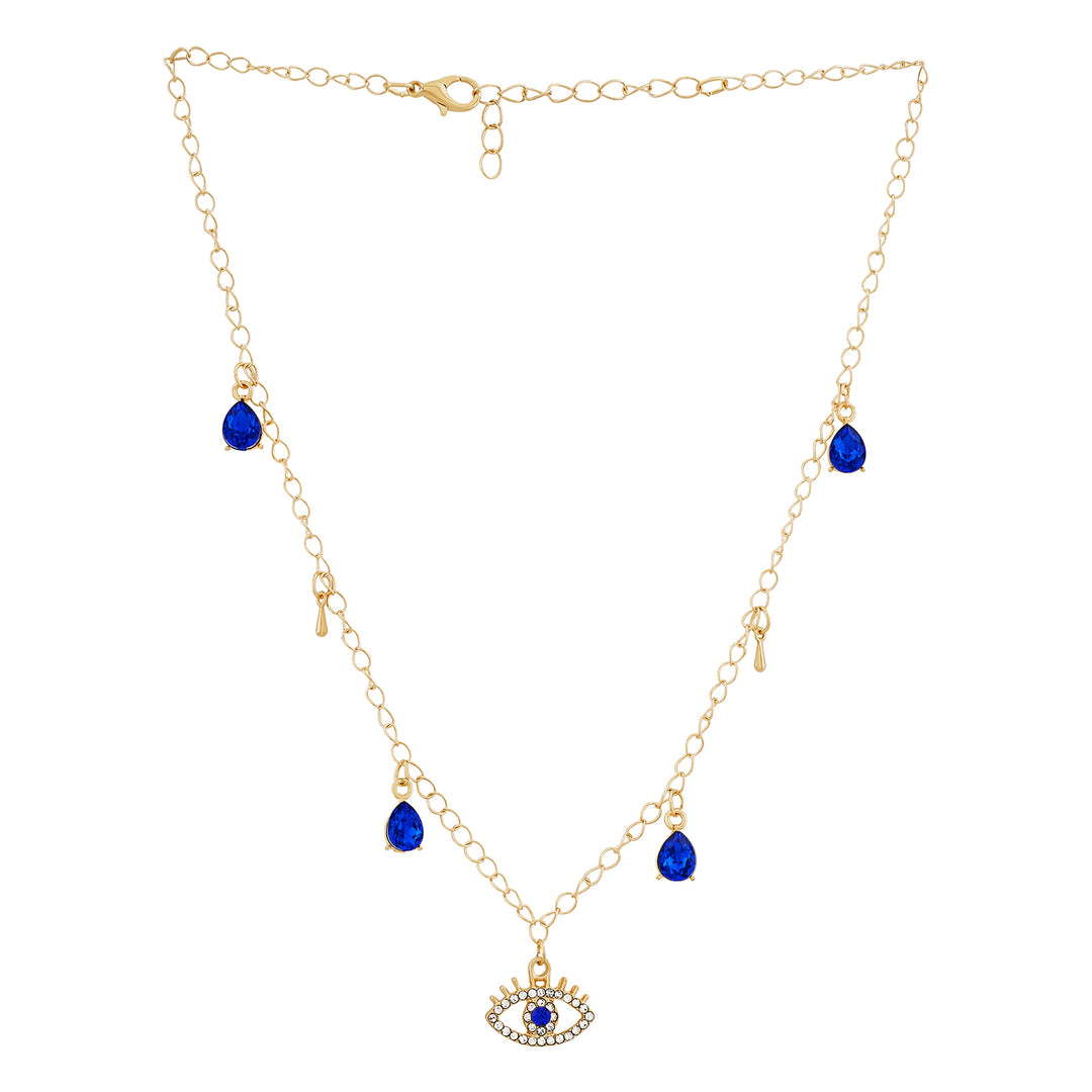 Indigo-Drop Evil Eye Necklace