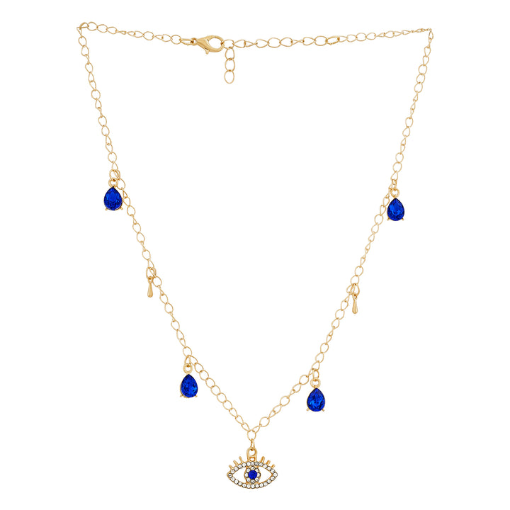Indigo-Drop Evil Eye Necklace