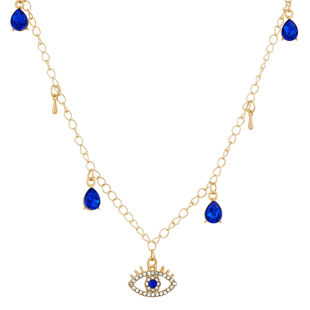 Indigo-Drop Evil Eye Necklace