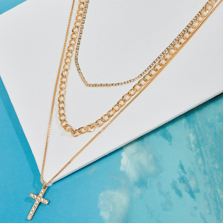 Trinity-Crest Cruciform Evil Eye Necklace