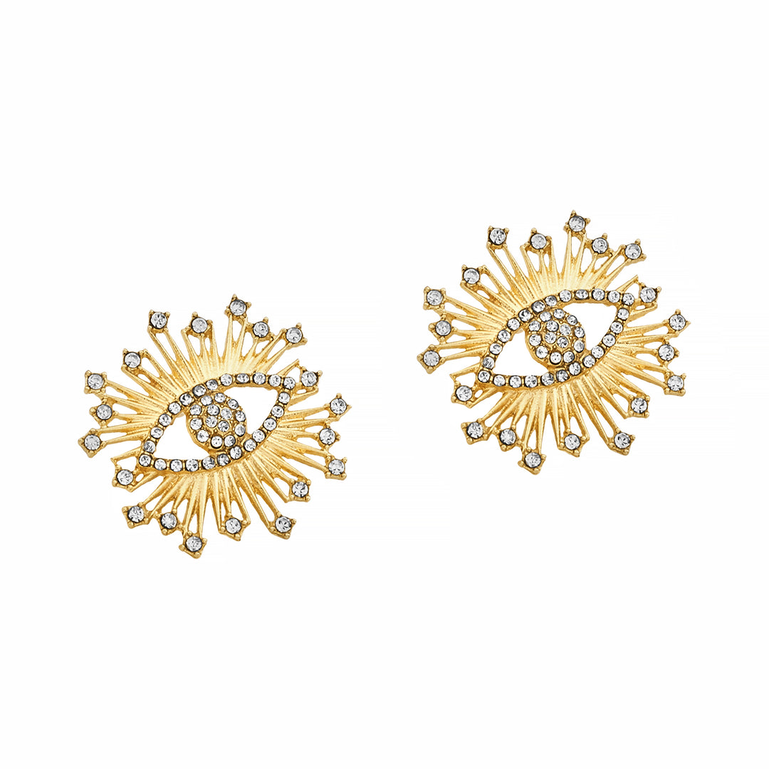 Aetheric Eye Glaze Evil Eye Gold Earrings