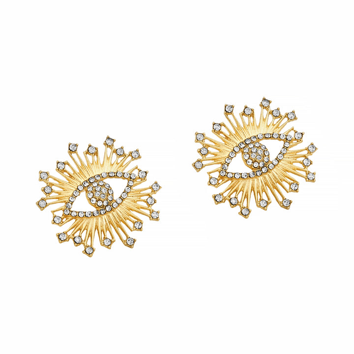 Aetheric Eye Glaze Evil Eye Gold Earrings