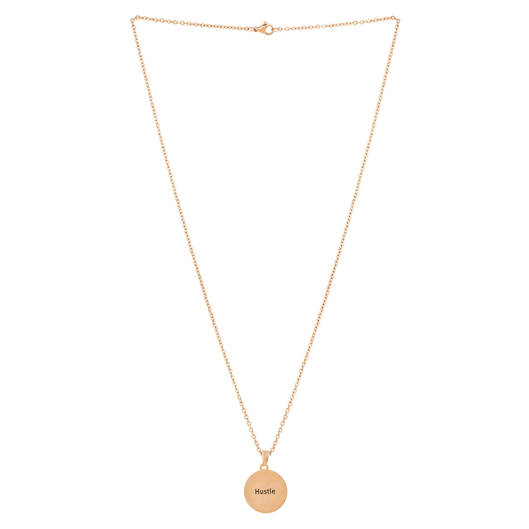 Hustle Rose Gold Women's Round Mantra Necklace