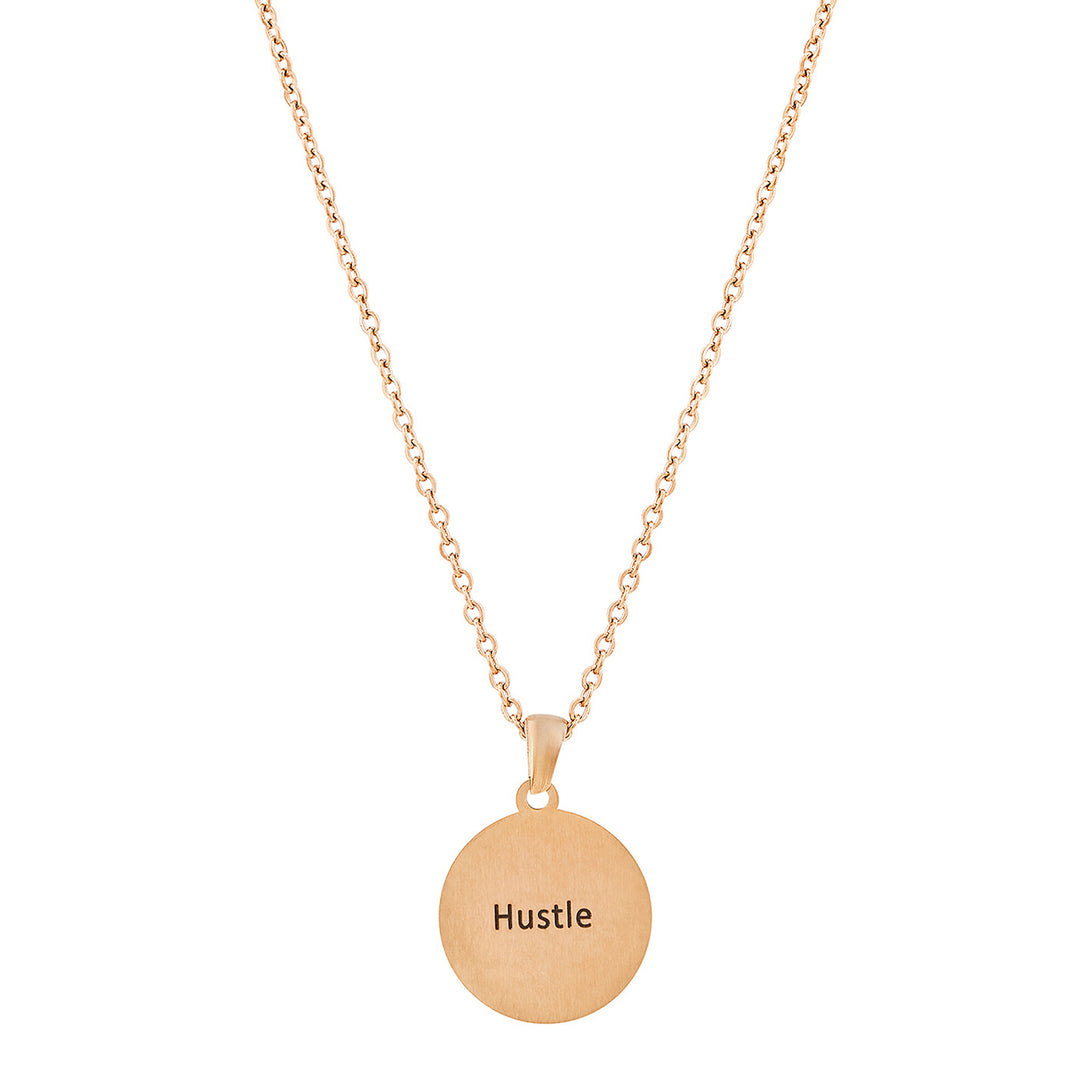 Hustle Rose Gold Women's Round Mantra Necklace
