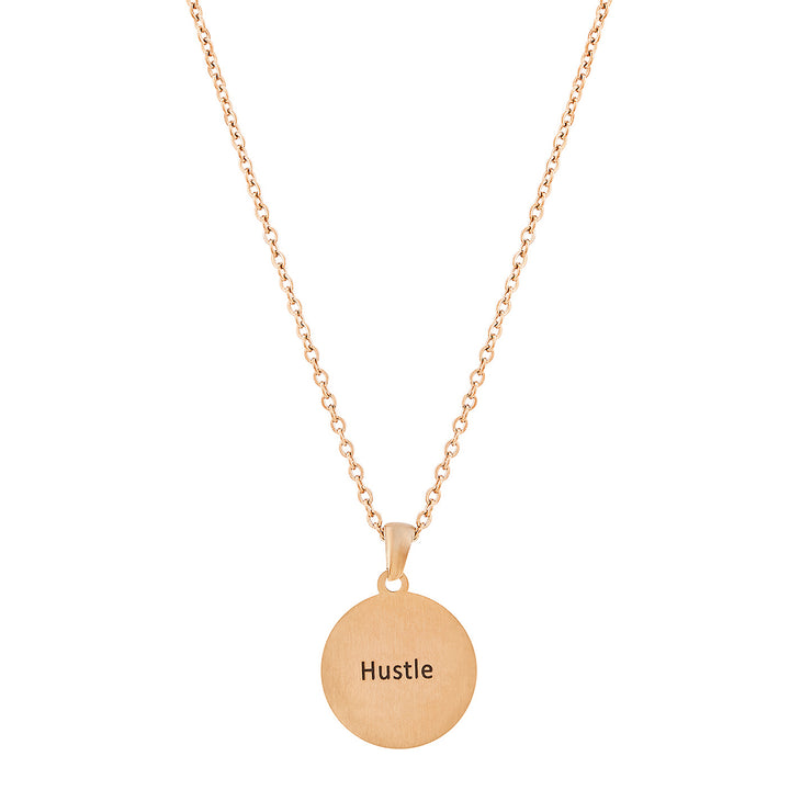 Hustle Rose Gold Women's Round Mantra Necklace