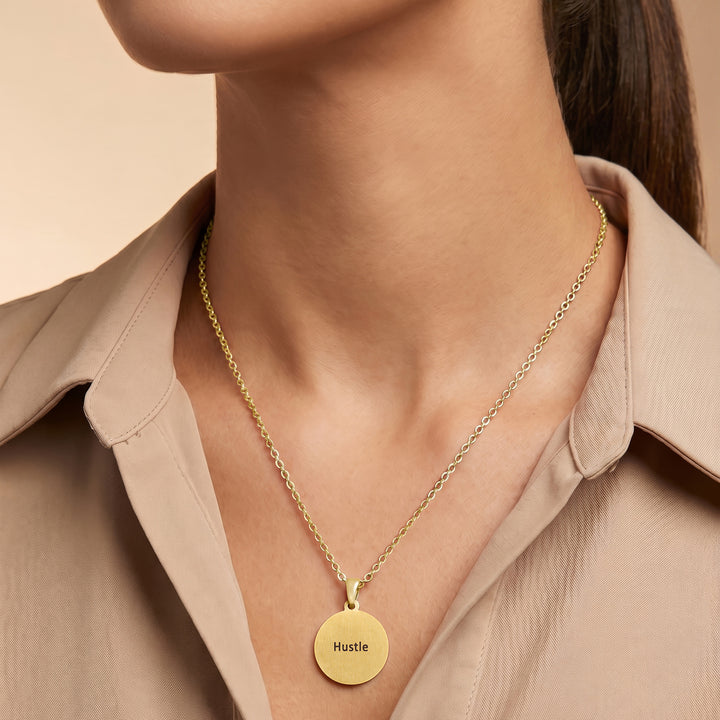 Hustle Gold Women's Round Mantra Necklace