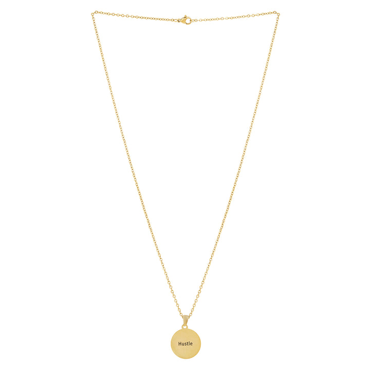Hustle Gold Women's Round Mantra Necklace