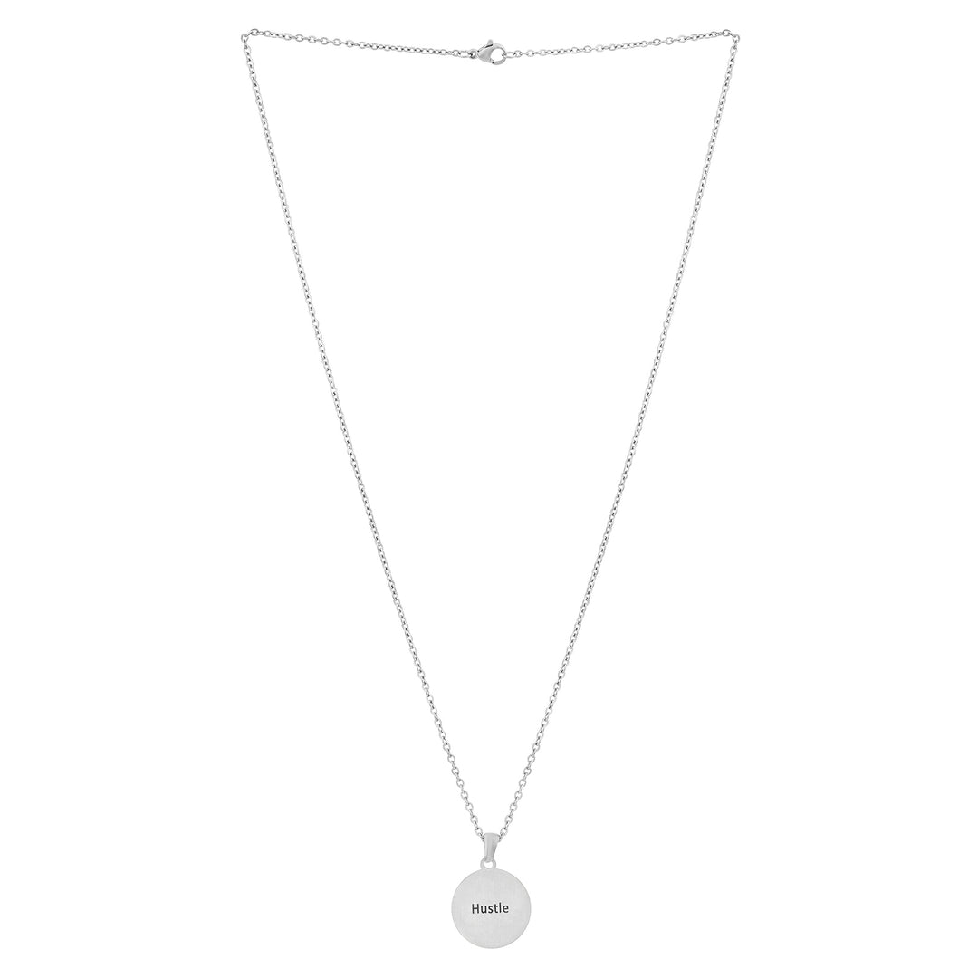Hustle Silver Women's Round Mantra Necklace