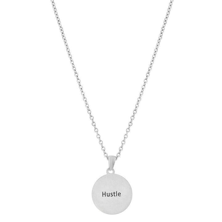 Hustle Silver Women's Round Mantra Necklace