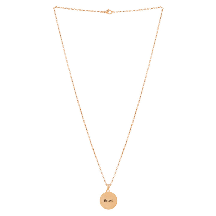 Blessed Rose Gold Women's Round Mantra Necklace