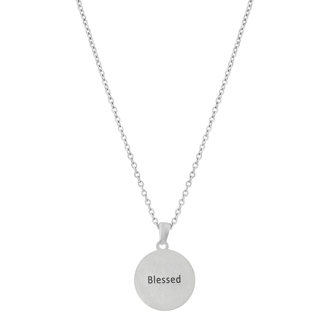 Blessed Silver Women's Round Mantra Necklace