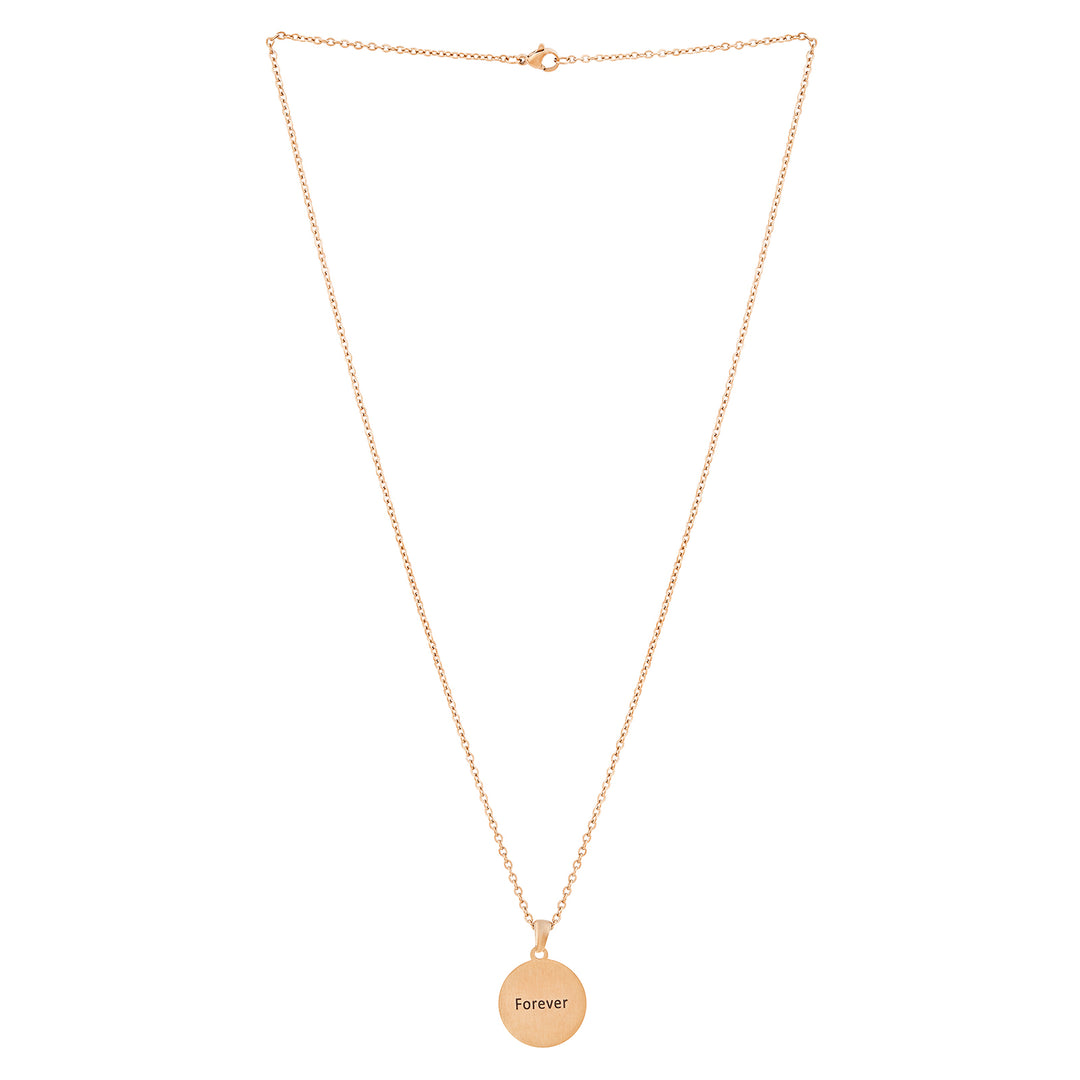 Forever Rose Gold Women's Round Mantra Necklace
