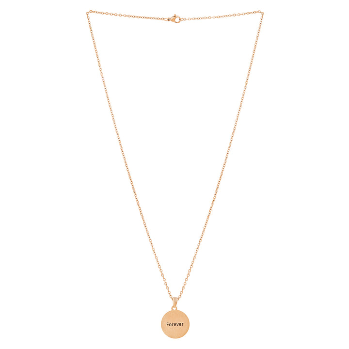 Forever Rose Gold Women's Round Mantra Necklace