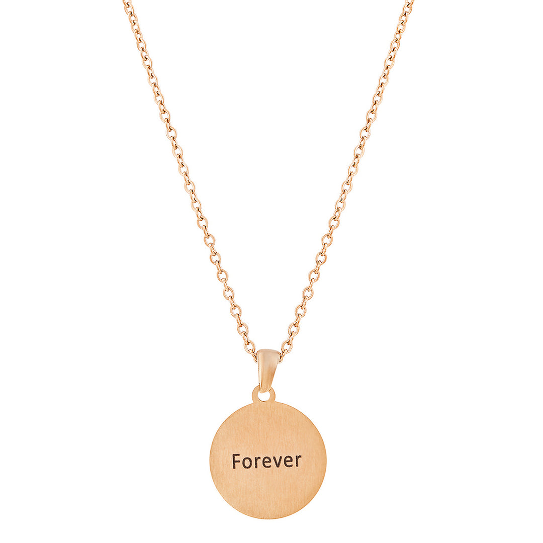 Forever Rose Gold Women's Round Mantra Necklace