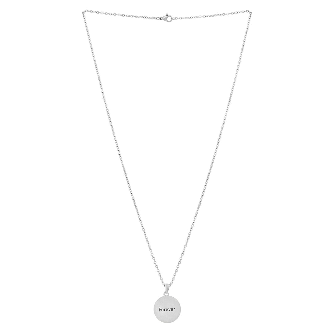 Forever Silver Women's Round Mantra Necklace