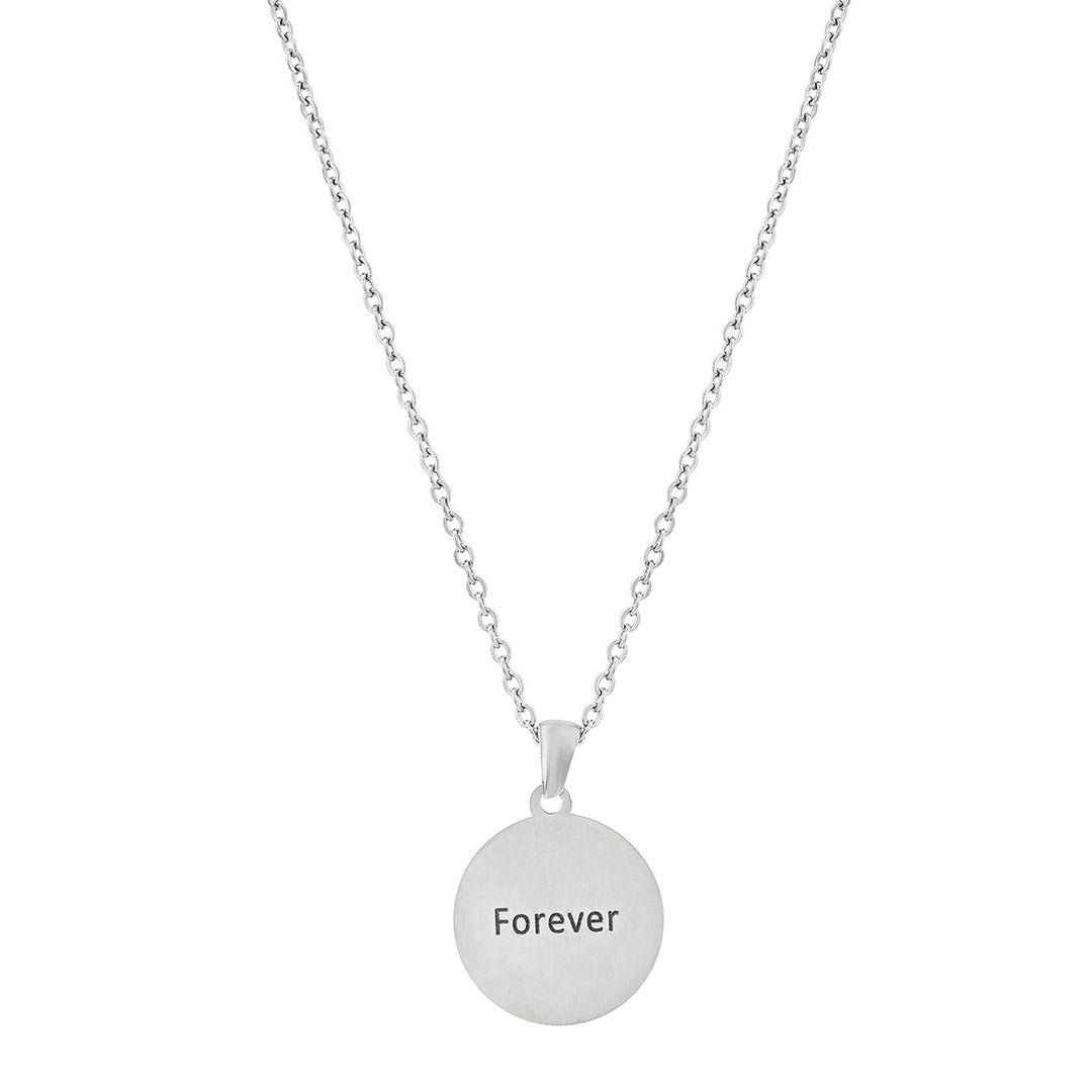 Forever Silver Women's Round Mantra Necklace