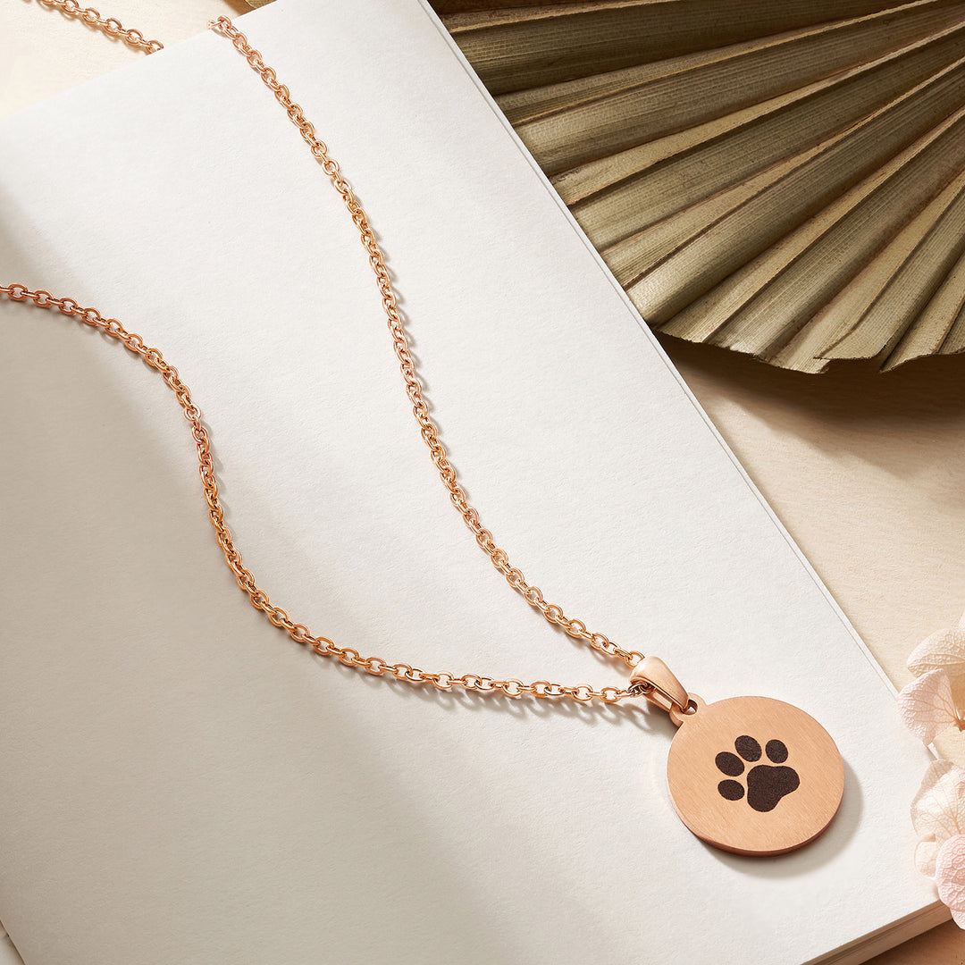 Pawfect Rose Gold Women's Round Mantra Necklace