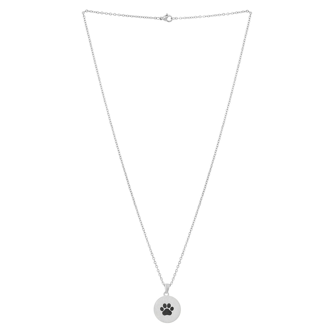 Pawfect Silver Women's Round Mantra Necklace