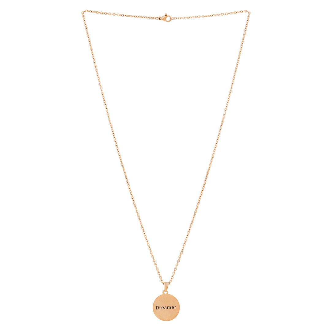 Dreamer Rose Gold Women's Round Mantra Necklace