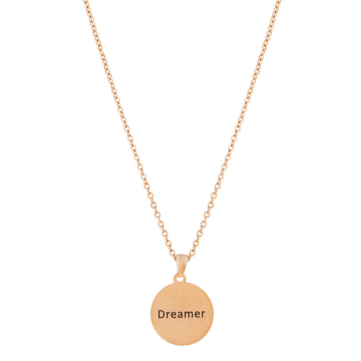 Dreamer Rose Gold Women's Round Mantra Necklace