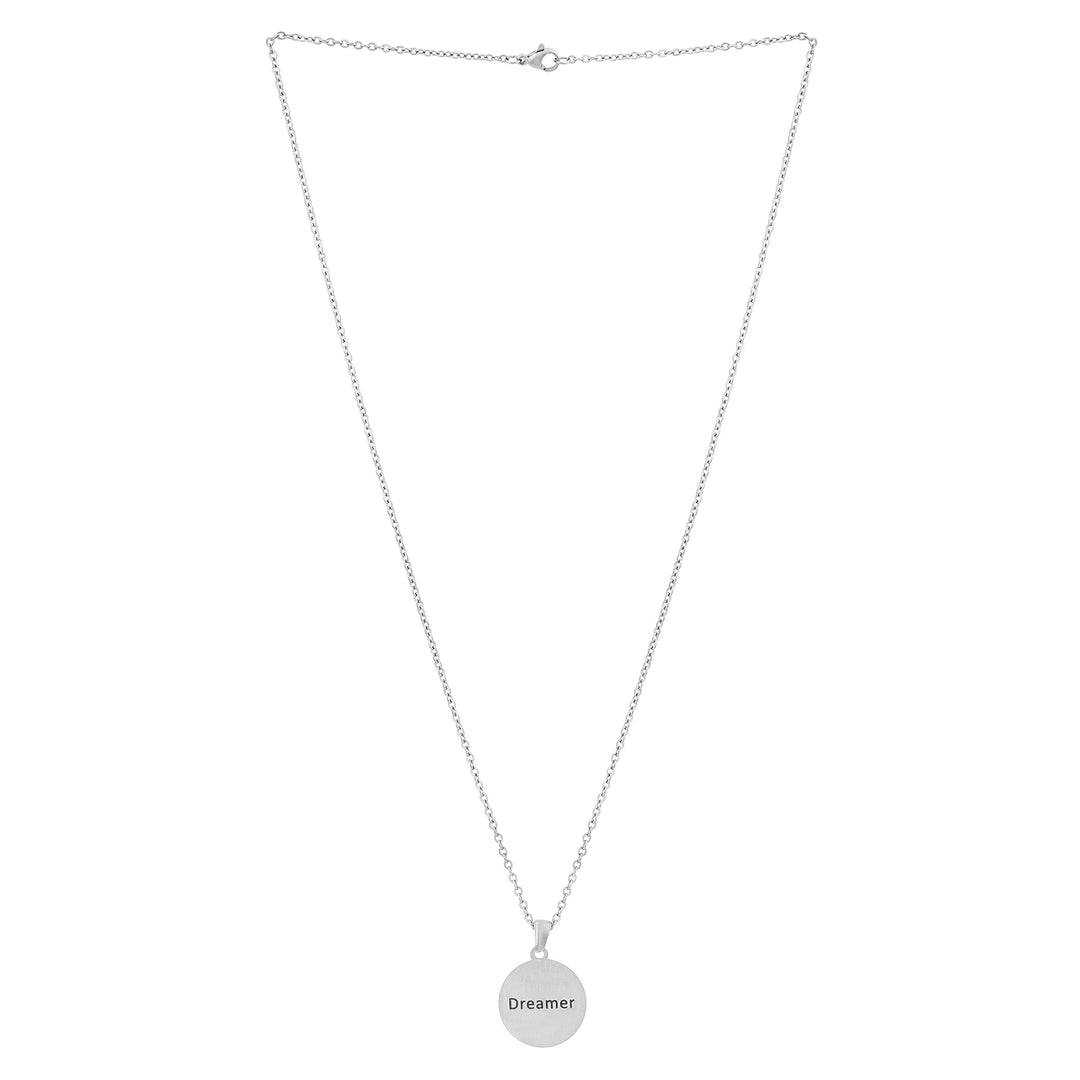 Dreamer Silver Women's Round Mantra Necklace