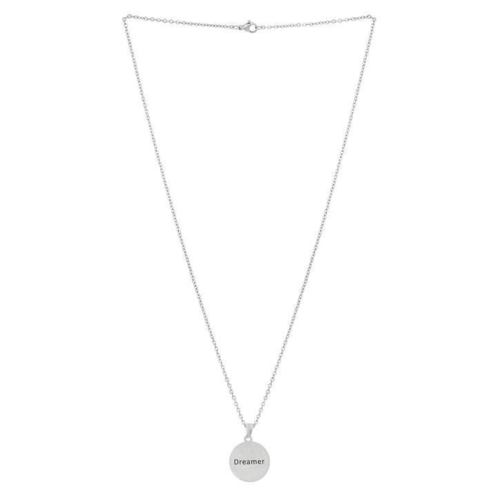 Dreamer Silver Women's Round Mantra Necklace