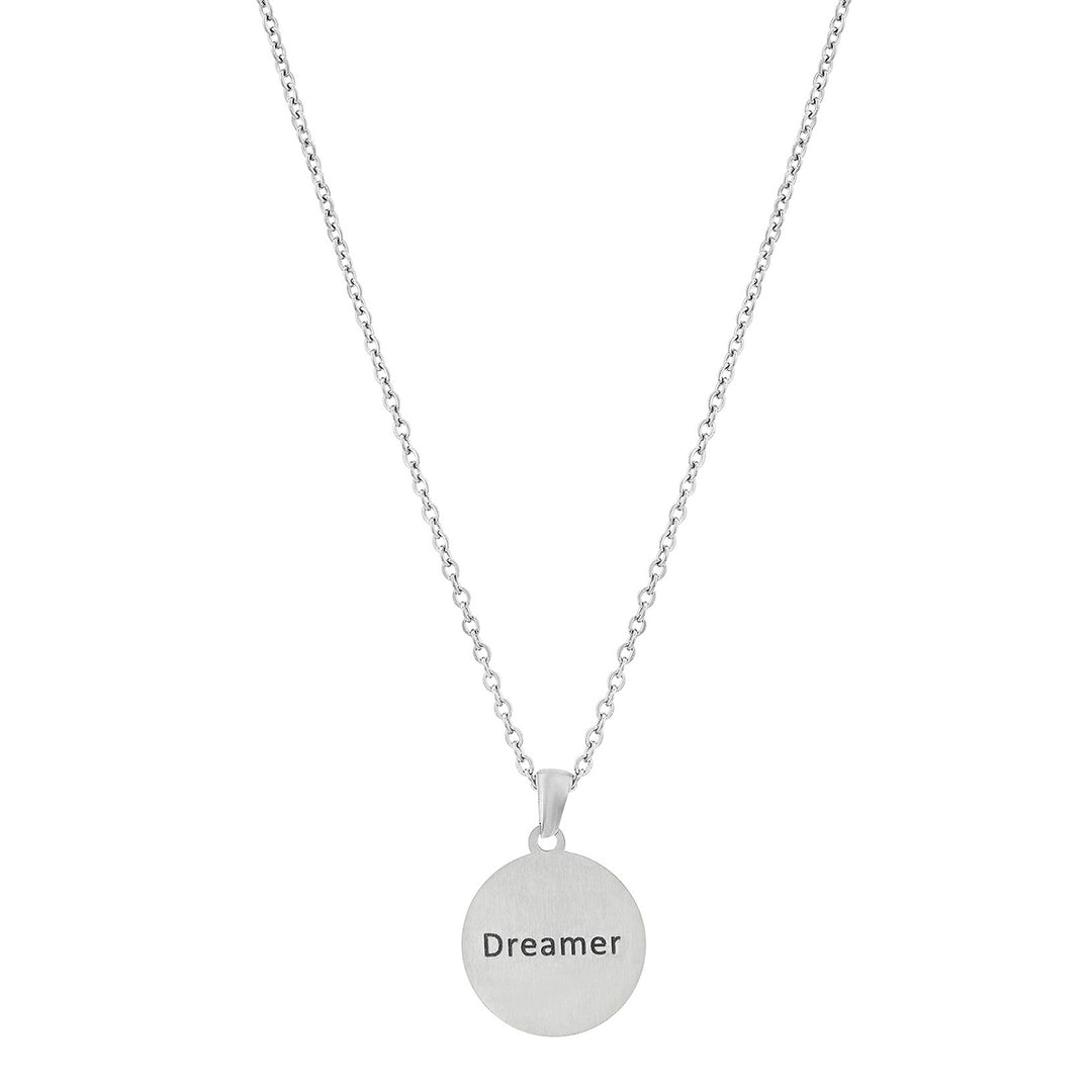Dreamer Silver Women's Round Mantra Necklace
